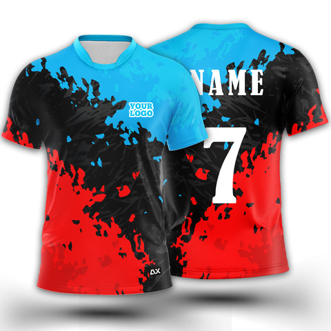 Customized From Classic to Cutting Edge Men's Wear "Black, Blue and Red Droplets Sports Jersey" - Performance Edition