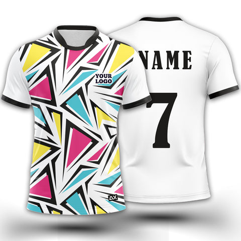 Customized Perfect Blend of Comfort and Individuality "White with Multicolour Sports Jersey" - Performance Focus