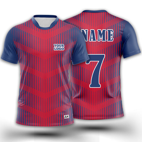 Customized Chronicles Style and Gear On Field "Greyish Navy Blue with Red Strippted Sports Jersey" - Performance Edition