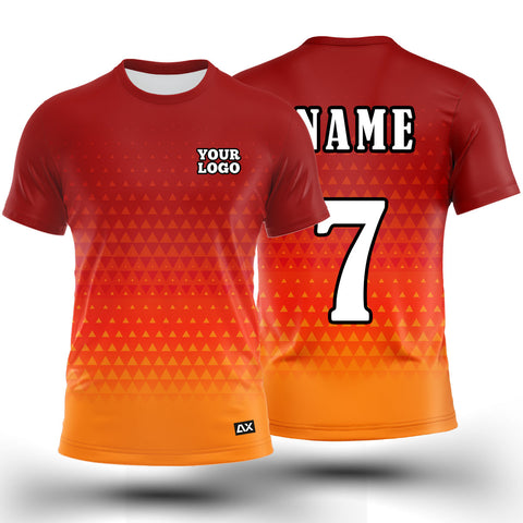 Customized Active Wear Jersey for Men - Red & Orange Abstract Design - Performance Edition