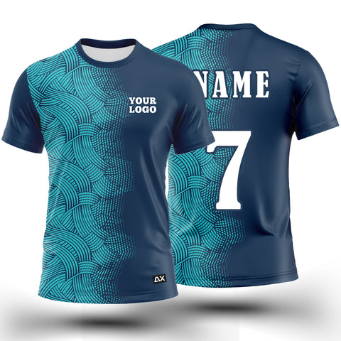 Customized Active Wear Jersey for Men - Turquoise & Blue Abstract Design - Performance Edition