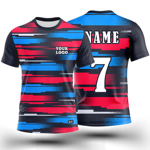 Customized Essential Athlete Top with Aura Game "Black, Pink and Blue Vertical Sports Jersey" - Performance Edition