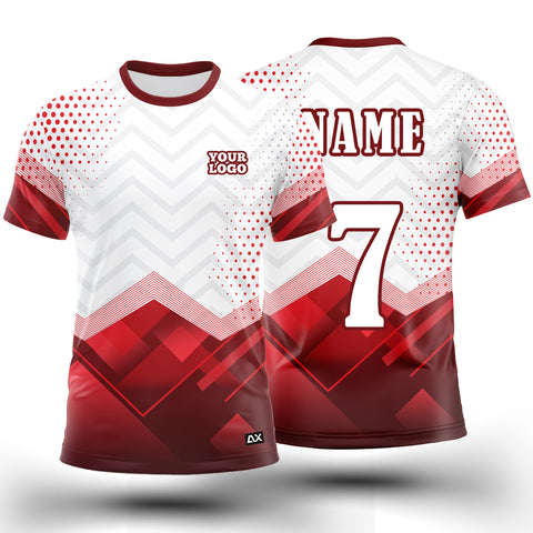 Customized Championship Winning Garment for Men's Wear "White with Red and Maroon Strips Sports Jersey" - Performance Edition