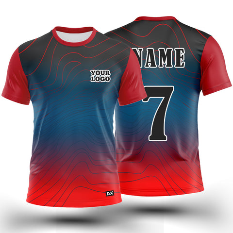 Customized Unleashing the Beast and Serve it Up "Blue, Red and Grey Abstracts Sports Jersey" - Performance Edition