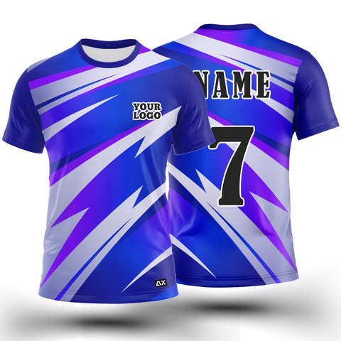 Customized Champion of the Field Men's Wear "Navy Blue, White and Purple Strips Sports Jersey'' - Performance Edition