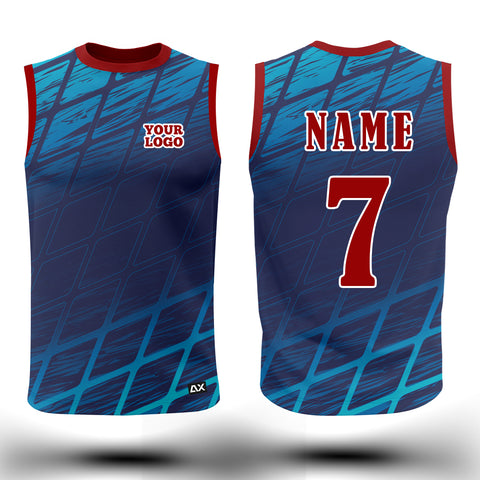 Customized Sports Wear Sleeveless Jersey for Men - Blue Abstract Design - Performance Edition