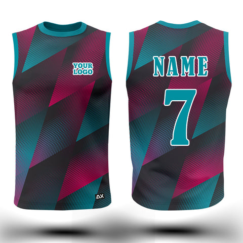 Customized Sports Wear Sleeveless Jersey for Men - Blue & Turquoise Abstract Design - Performance Edition