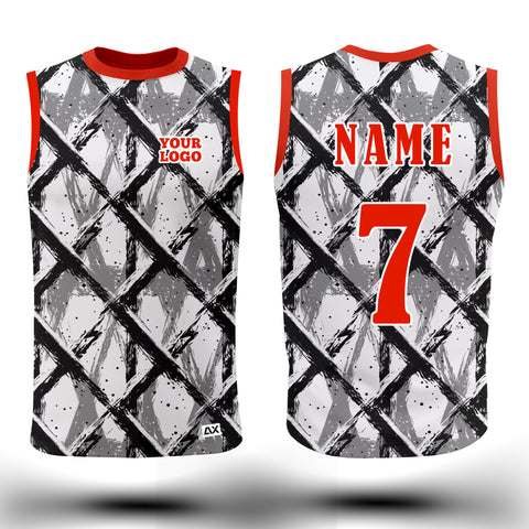 Customized Sports Wear Sleeveless Jersey for Men - White & Black Abstract Design - Performance Edition