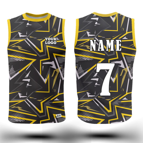 Customized Wearing SleeveLess and The Culture Elite "Grey, Black, Yellow and White Striped Sports Jerseys" - Performance Edition