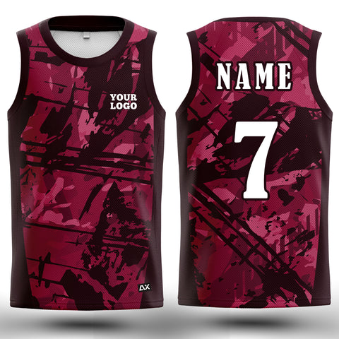 Customized Sports Wear Tank Top T-shirt for Men - Maroon Abstract Design - Performance Edition