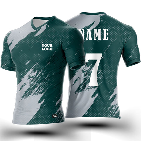 Customized The Unmatchable Agility and Strength Effect "Green with Grey Strips Sports Jersey" - Performance Edition