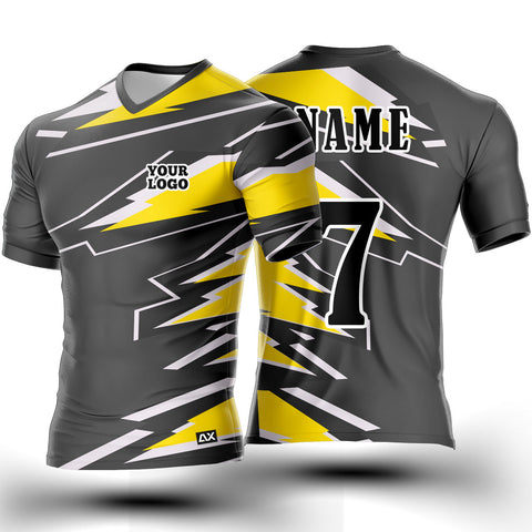 Customized The Steely Shield of Consistent Excellence Effects "Grey, White and Yellow Strips Sports Jersey" - Performance Edition