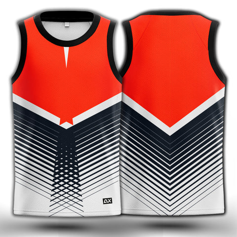 Active Runner Tank Jersey for Men - jersey mix of red, black, and white colors Abstract Design - Performance Edition.