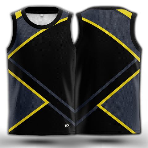 Active TankTop Runner Jersey for Men - jersey sleek black colour with yellow Abstract Design - Performance Edition.