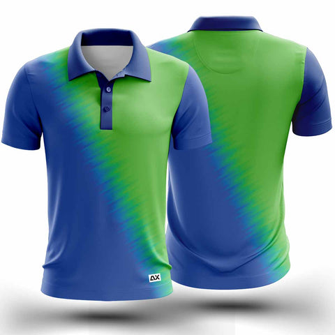 Customized Dominate the Competition in Athletic Men's Wear "Green with Royal Blue Strips Tennis Sports Jersey" - Performance Edition