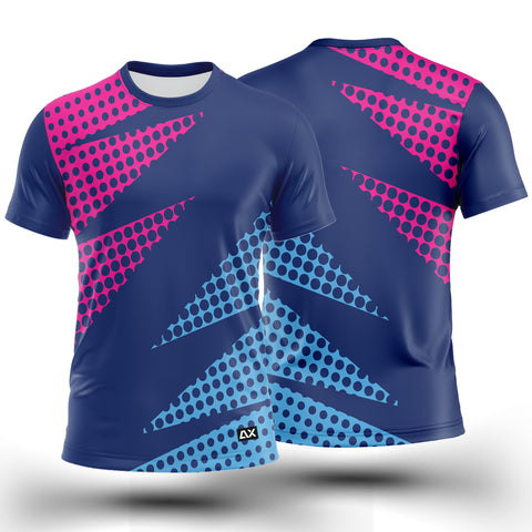 Customized Embrace the Winning Spirit with Peak Force "Royal Blue, Pink and Sky Blue Droplets Tennis Sports Jersey" - Performance Edition