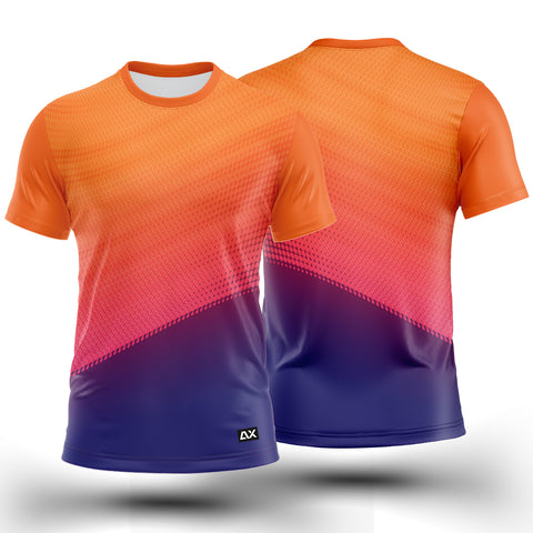 Customized The Ultimate Collection Men's Wear "Orange, Pink, and Royal Blue Stripped Tennis Sports Jersey" - Performance Edition