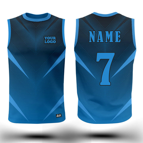 Customized Active Wear Volleyball Jersey for Men - jersey dark blue and light blue mixing color  Abstract Design - Performance Edition.