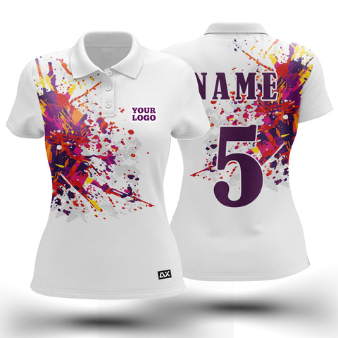 Customized  Ultra-Comfortable Match Your Passion Women's Wear "White with Multicolor Droplets Sports Jersey" - Performance Edition