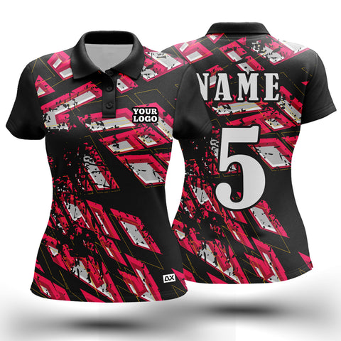 Customized Hit the Field in Style with These Women's Wear "Black with Pink and White Dynamic Sports Jersey" - Performance Edition