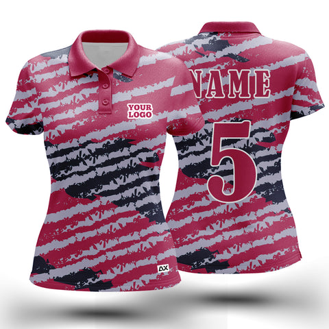 Customized Peak Love for the Dominators with These Women's Wear "Pink with Violet and Grey Vertical Strips Sports Jersey" - Performance Edition