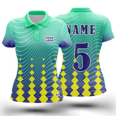 Customized Represent Your Favorite Team in Style with These Wowen's Wear "Green, White, Yellow and Violet Dynamic Sports Jersey" - Performance Edition