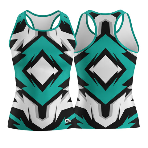 Customized Stand Out from the Crowd Women's Wear "Black, Green and White Diamond Sports Jersey" - Performance Edition