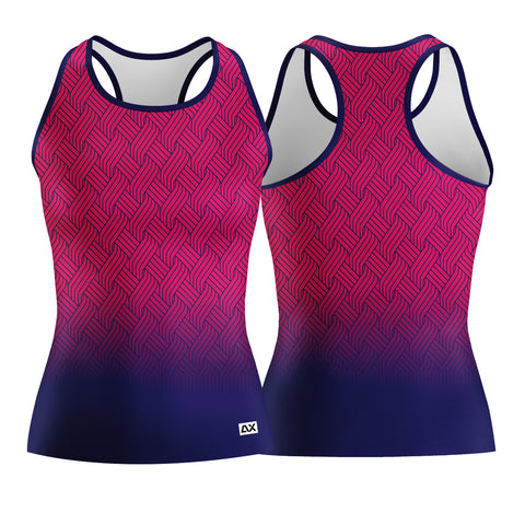 Customized Unleash the Champion Women's Wear "Pink with Royal Blue Half Striped Sports Jersey" - Performance Edition