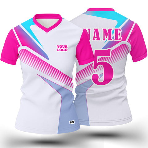 Customized The Great Gatsby: An Iconic Portrait "White, Pink and Blue Abstracts Sports Jersey" - Performance Edition