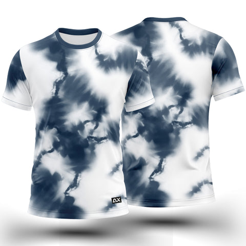 Active Wear Yoga T shirt Jersey for Men - jersey The mixed color combination of dark blue and white  Abstract Design - Performance Edition.