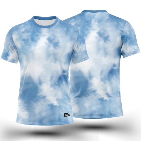 Active Wear Yoga T shirt Jersey for Men - jersey The mixed color combination of light blue and white  Abstract Design - Performance Edition.