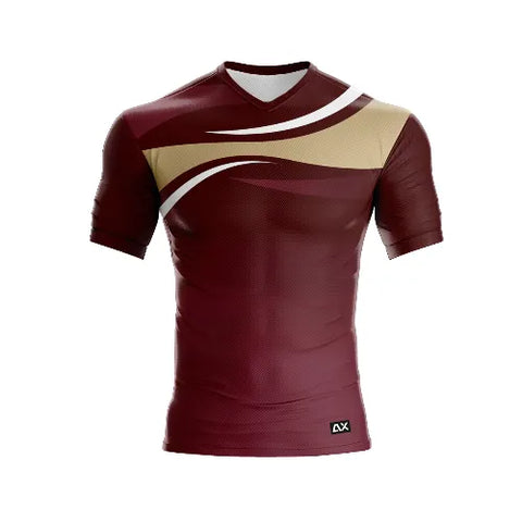 Customized Active Wear Cricket Jersey for Men - Maroon Abstract Design - Performance Edition